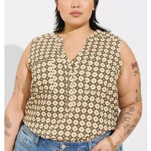 Torrid - Harper Linen Pullover Mosaic Print Flowy Sleeveless Tank Top - 1X